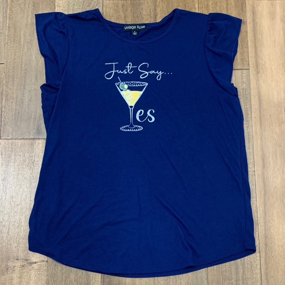 Just Say Yes Womens Top XL Vintage Rose Top